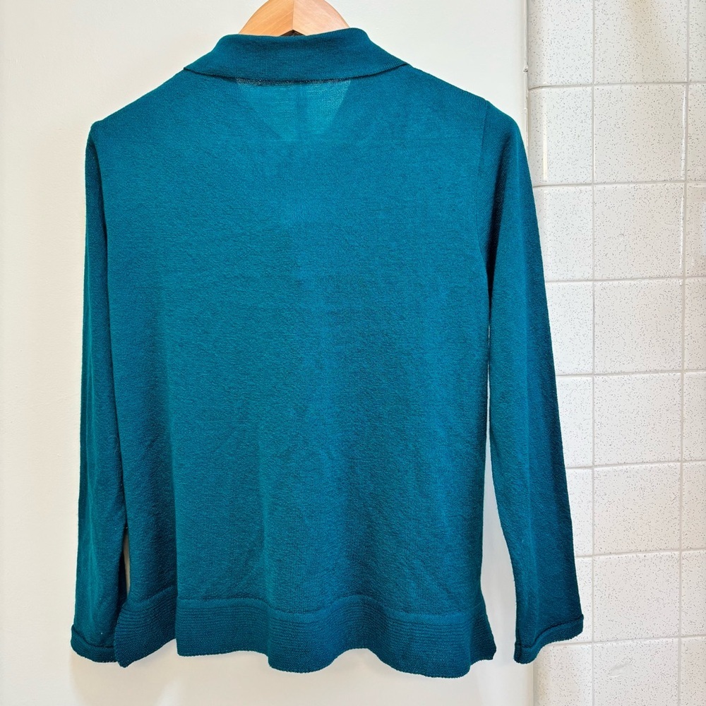 Womens Blue Green Knit Sweater Size Large Coastal Grandma Resort Travel Italian - Picture 5 of 12
